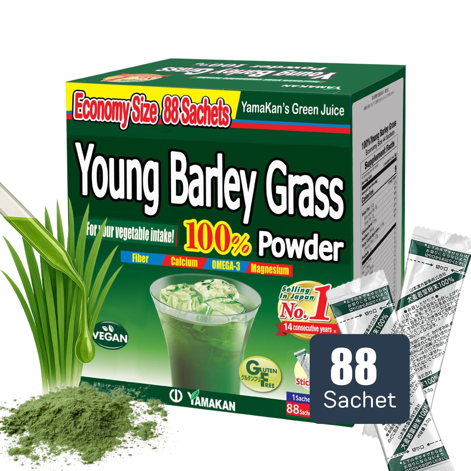 Yamamoto Kanpoh Young Barley Grass Powder, 88 Count