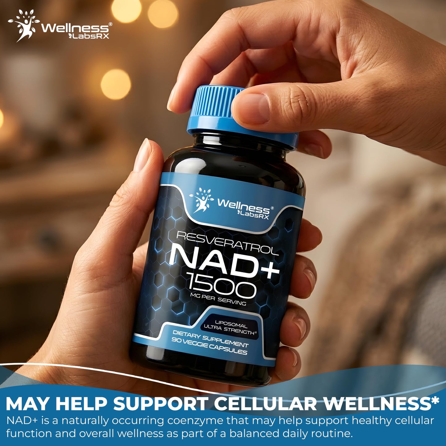 WELLNESS LABSRX Liposomal NAD Supplement, 1500mg - NAD Resveratrol Supplement for Women and Men, NAD+ Support Cellular Health, Energy & Anti Aging, 270 Capsules