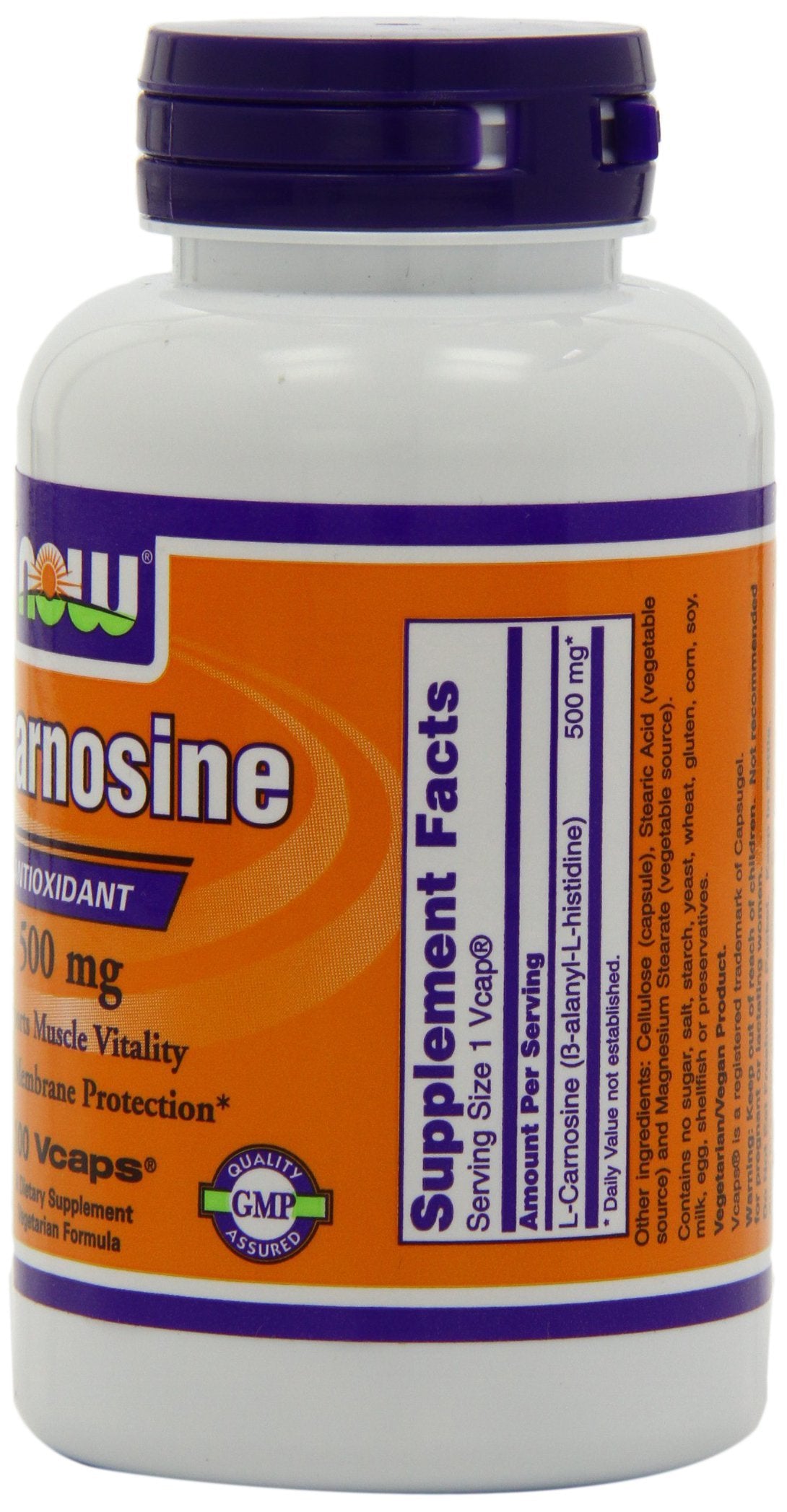 NOW Foods L-Carnosine 500 mg Capsules, 100 Count