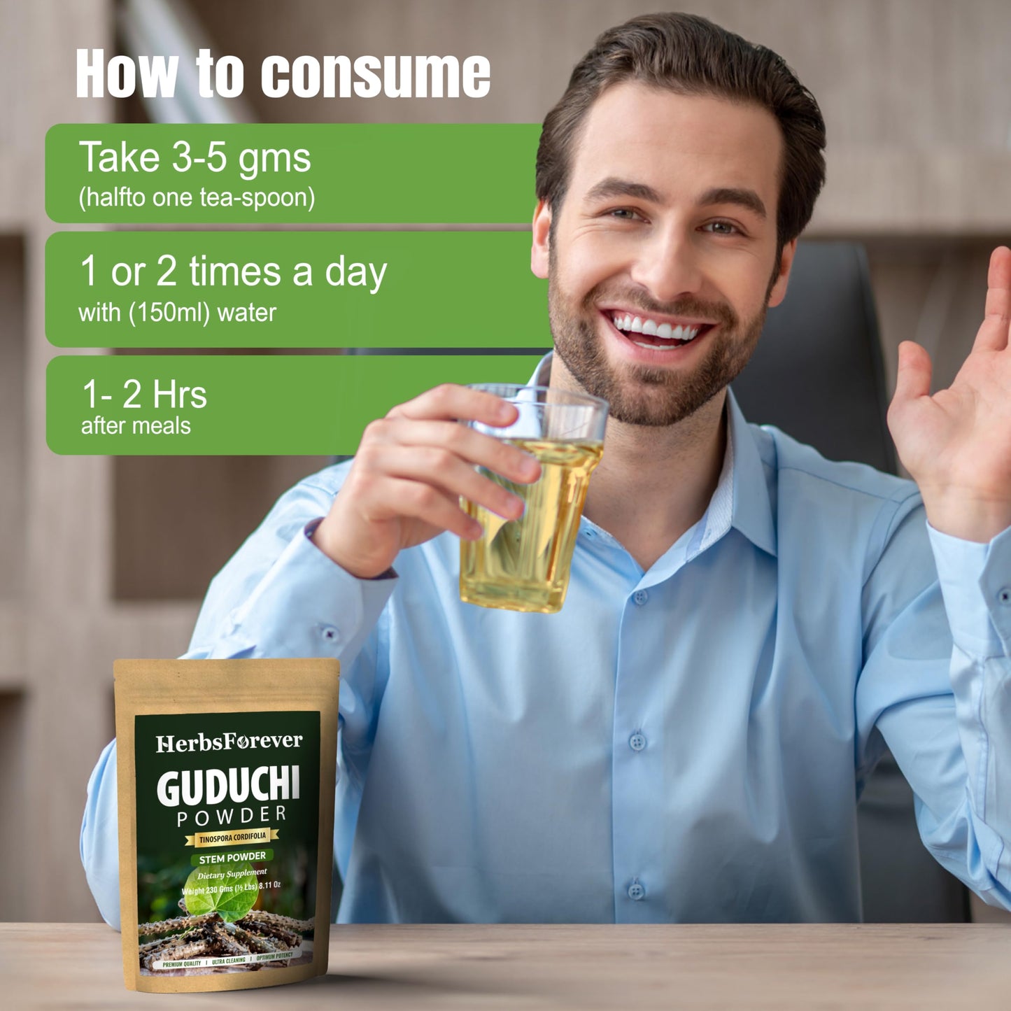 Herbsforever Guduchi Powder Tinospora Cordifolia Ayurvedic Herbal Supplement 8.11 Ounce