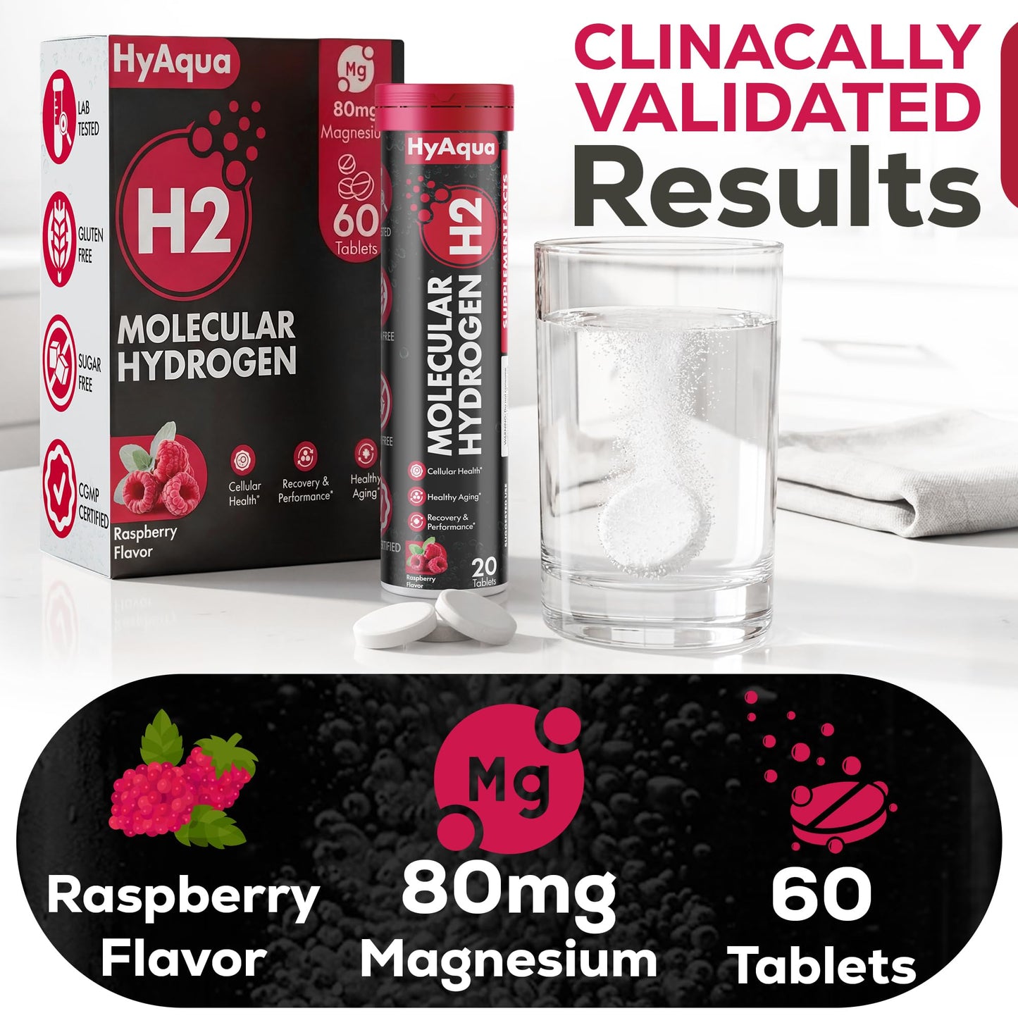 HyAqua Hydrogen Water Tablets with Magnesium, 60 Tablets