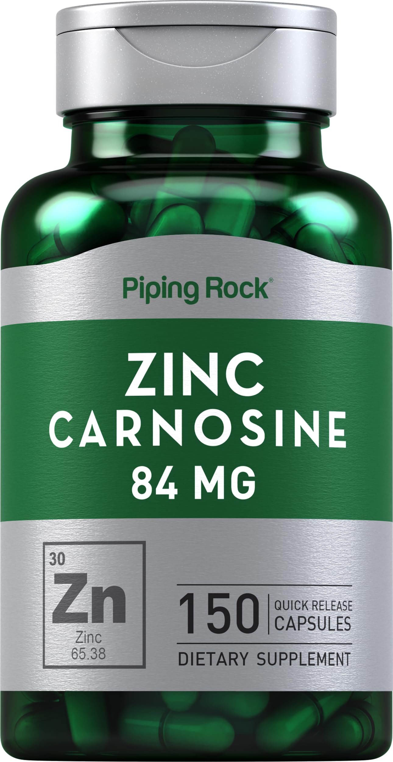 Piping Rock Zinc Carnosine Supplement 84mg Capsule, 150 Capsules