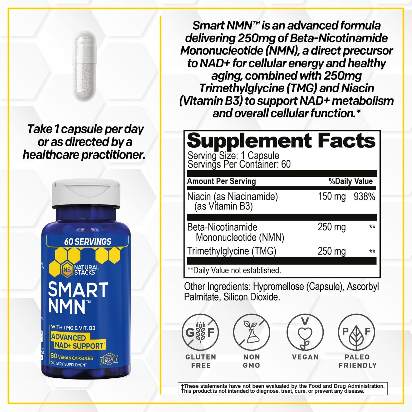 NATURAL STACKS Smart NMN Supplement 60 Capsules