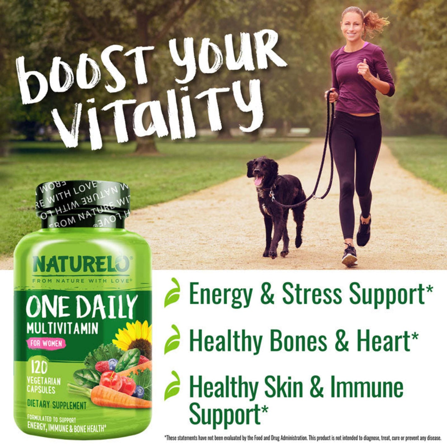 NATURELO One Daily Multivitamin for Women with Vitamin B12 - Capsules, 120 Count