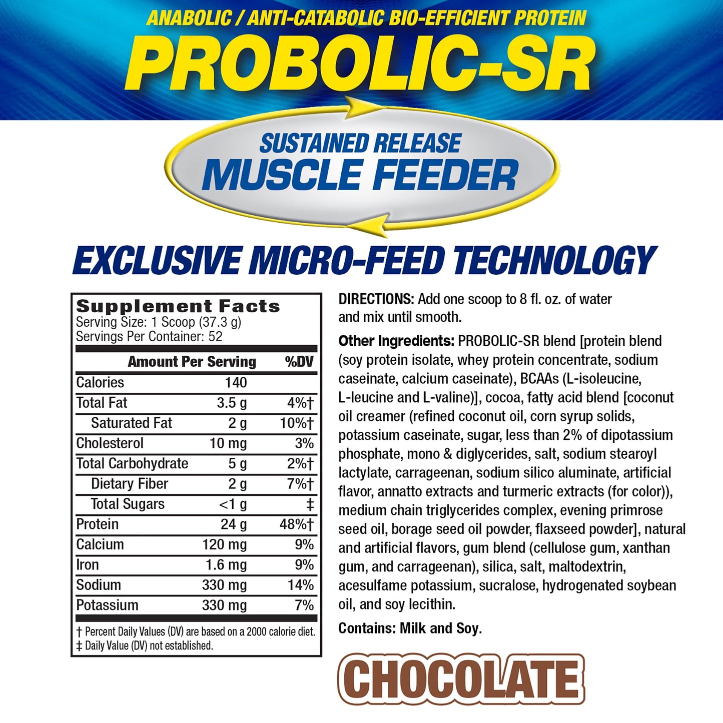 Maximum Human Performance Probolic-SR Sustained Release Protein Powder, 4lbs