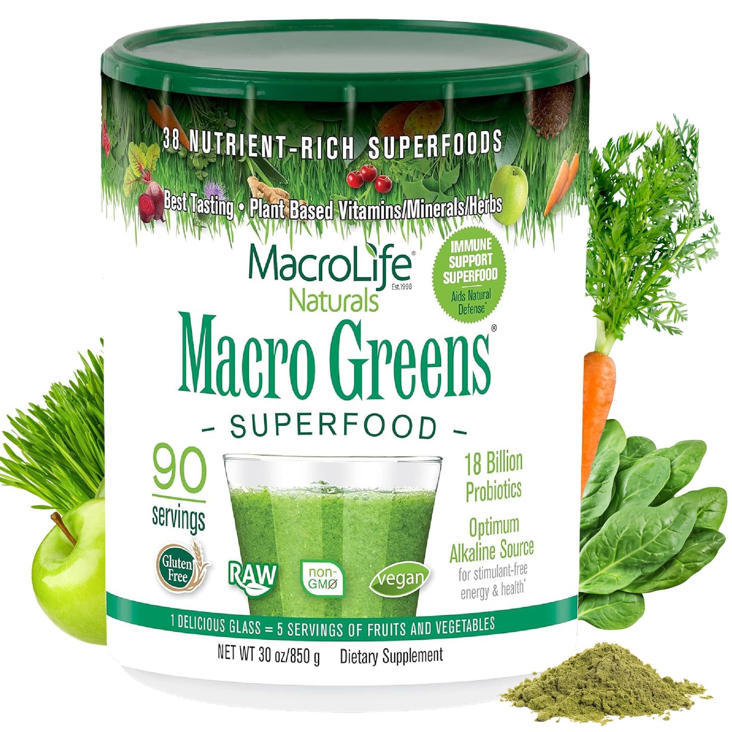 MacroLife Naturals Macro Greens Powder, 30 oz