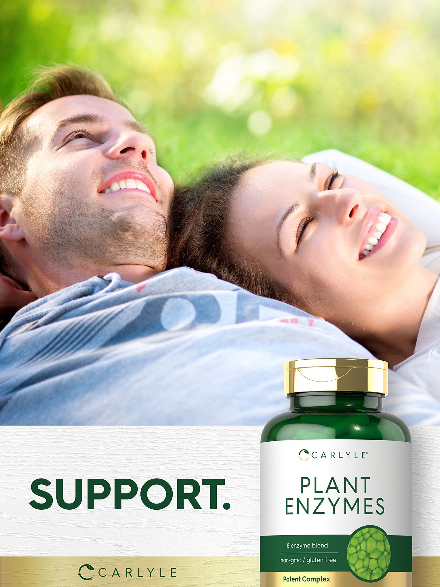 Carlyle Plant Enzymes with Protease, Papain, Lactase and Bromelain Capsules, 250 Count