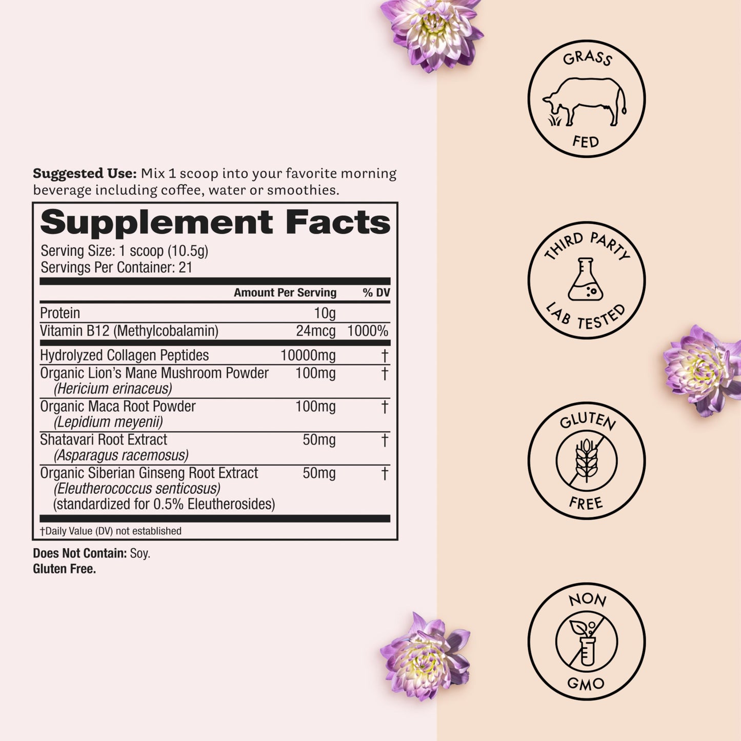 Winged Wellness Glow Up AM Collagen Powder for Women, 9.7 oz