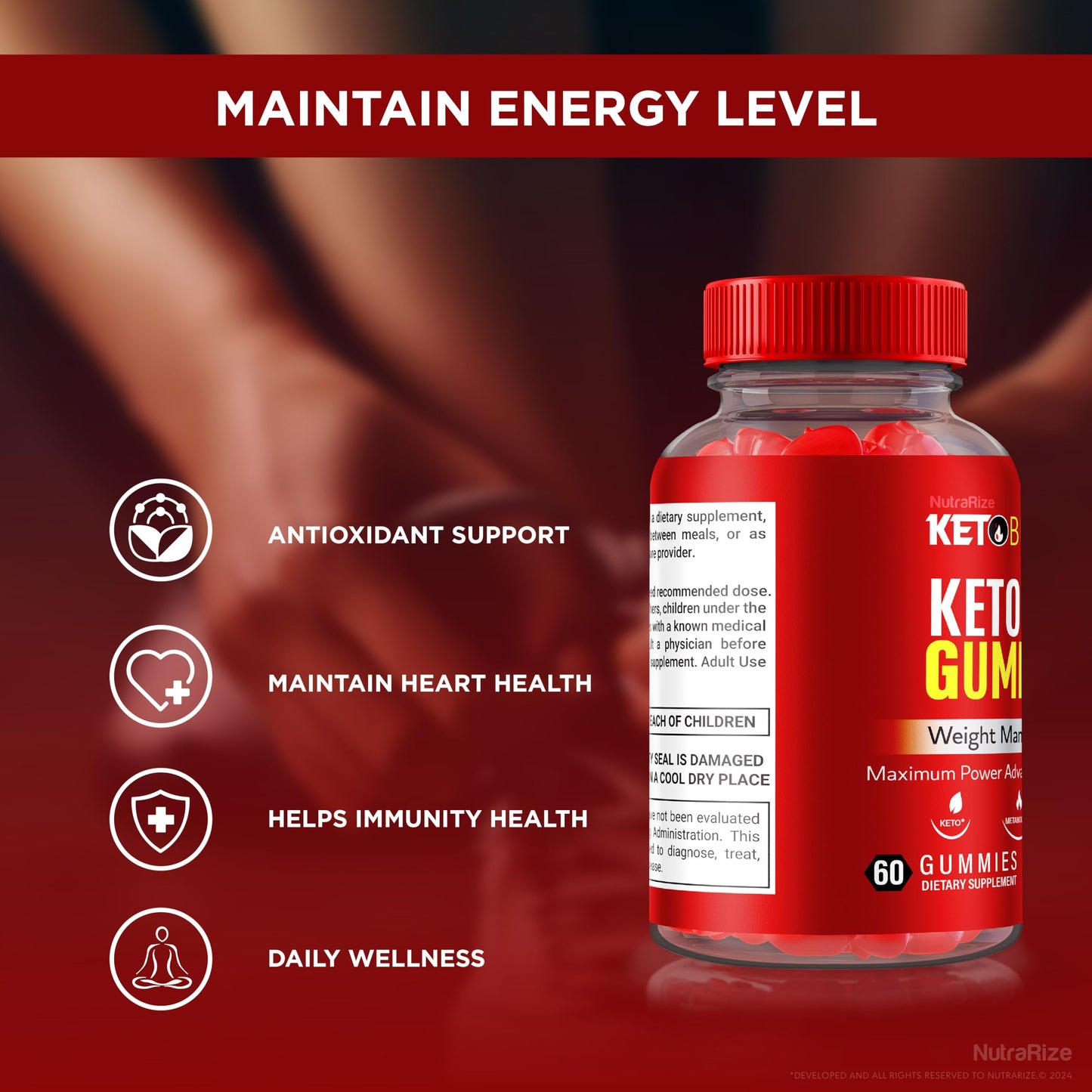 NutraRize Keto Burner Keto ACV Gummies, 60 Gummies