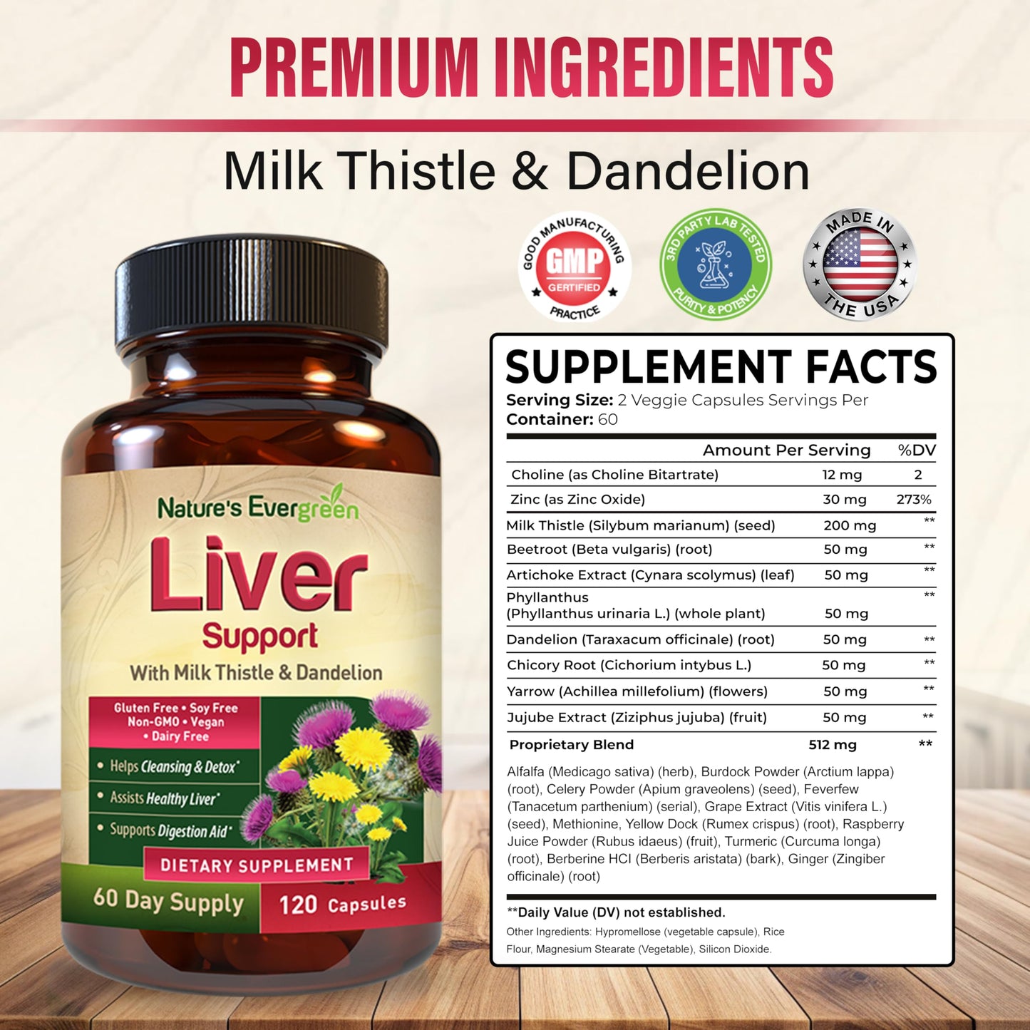 Nature's Evergreen Liver Cleanse Detox & Repair Herbal Liver Support Capsules, 120 Capsules