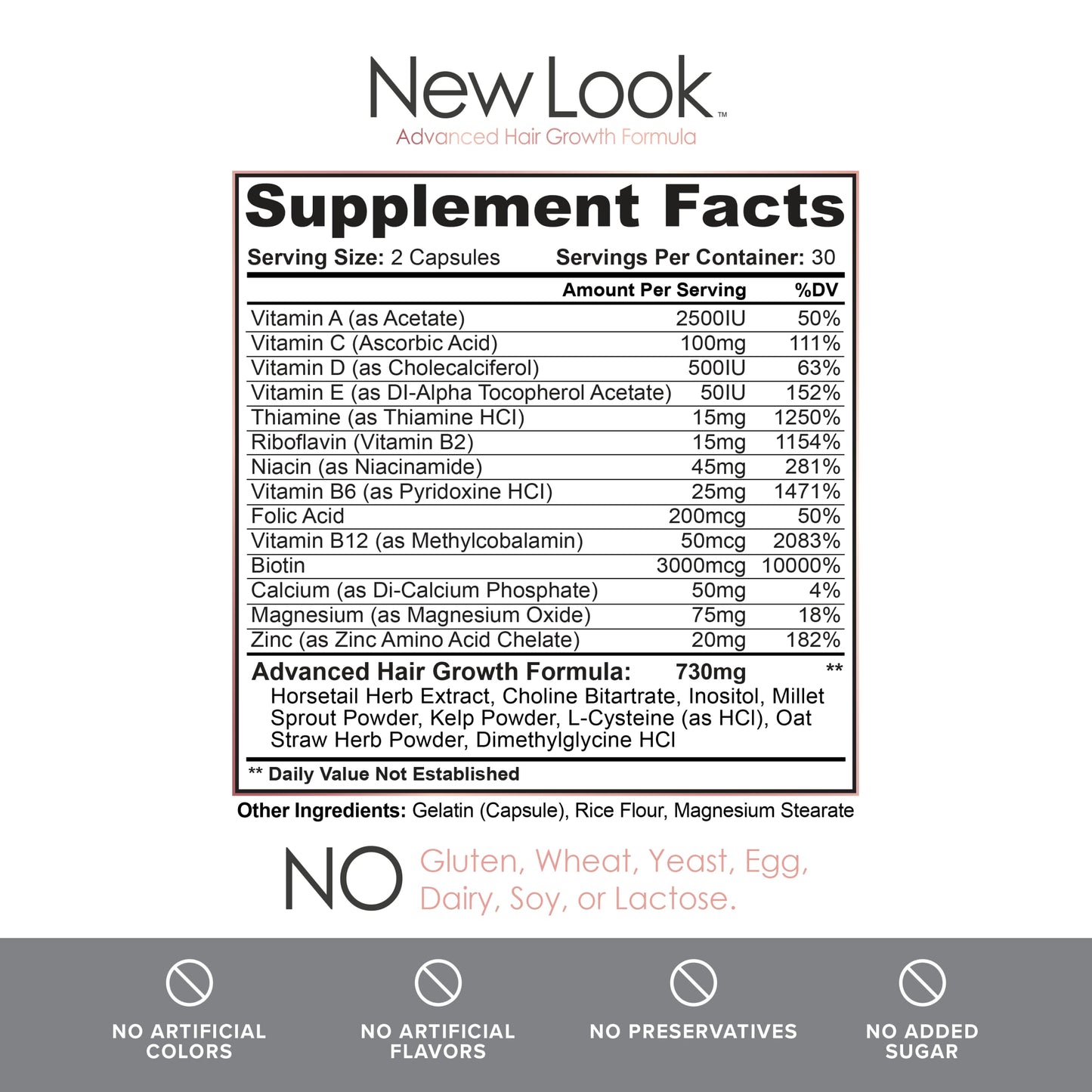 Vivid Health Nutrition Hair Growth Support Vitamins for Women and Men, Clinical Strength, 60 Capsules