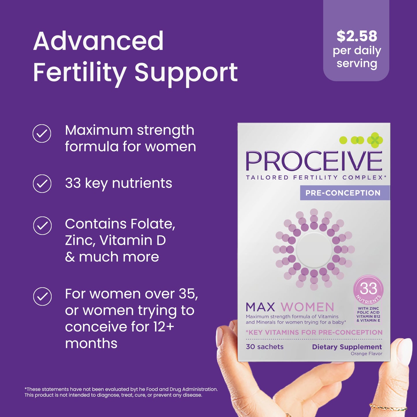 Proceive Max Tailored Fertility Supplement for Women Powder 7.17 oz