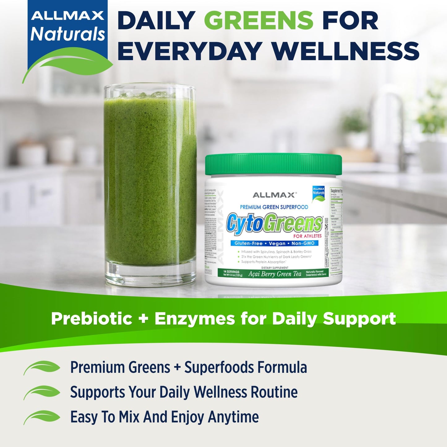 ALLMAX CytoGreens Super Greens Powder, 4.4 oz