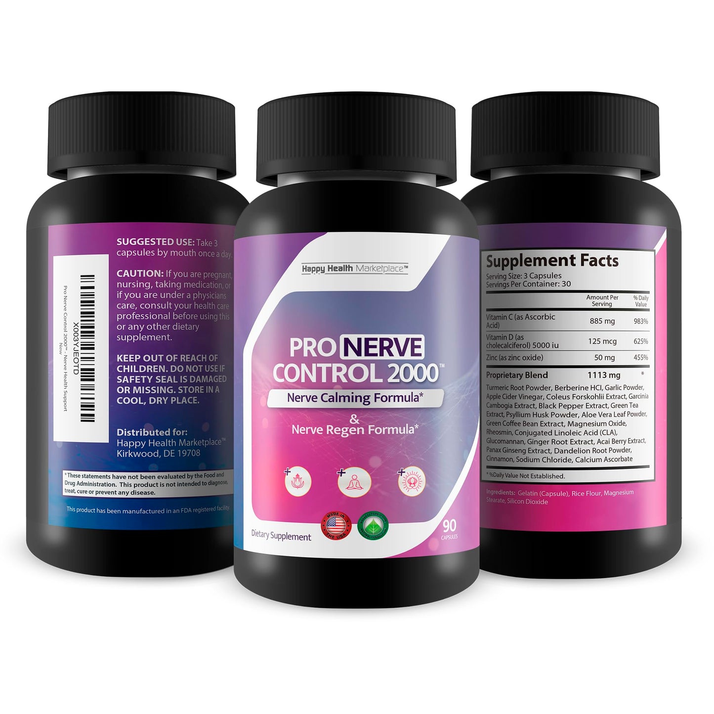 Happy Health Marketplace Pro Nerve Control 2000 Nerve Support Capsule, 1 Count
