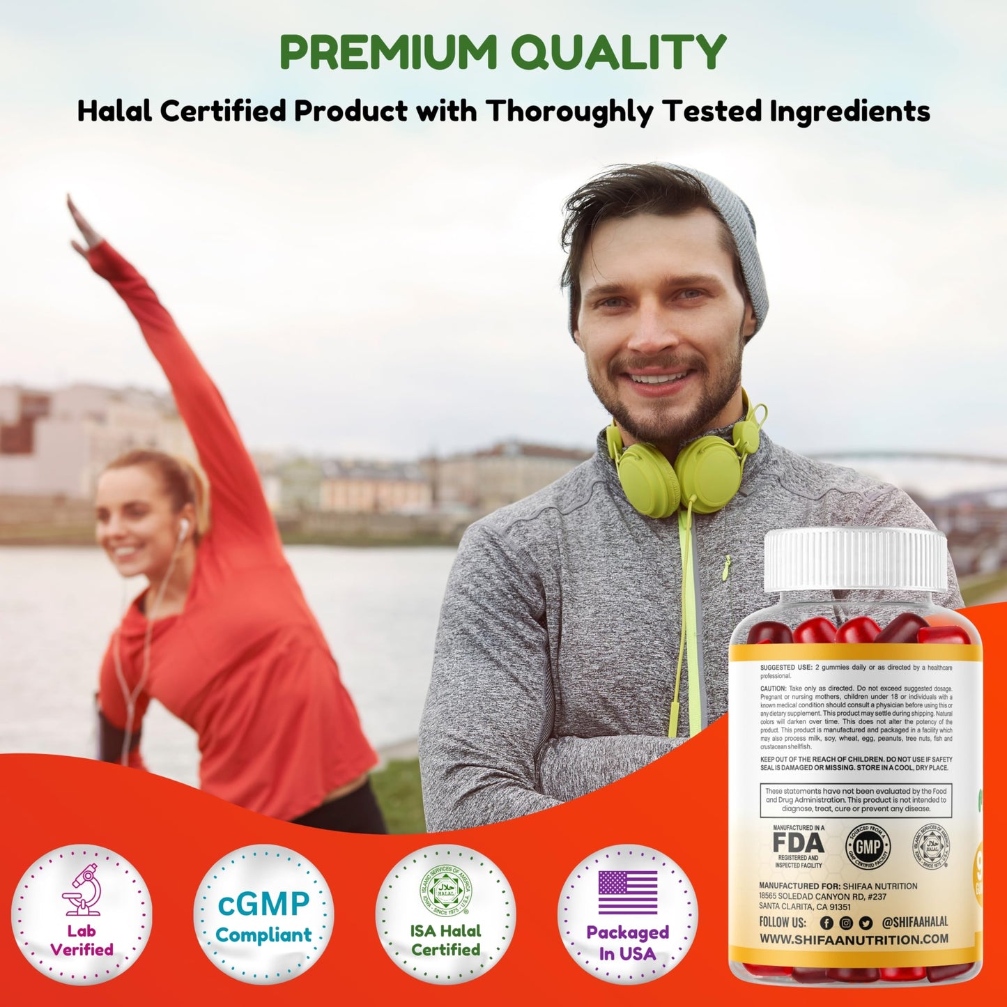 SHIFAA NUTRITION Halal & Vegetarian Multivitamin Gummies for Adults 90 Count