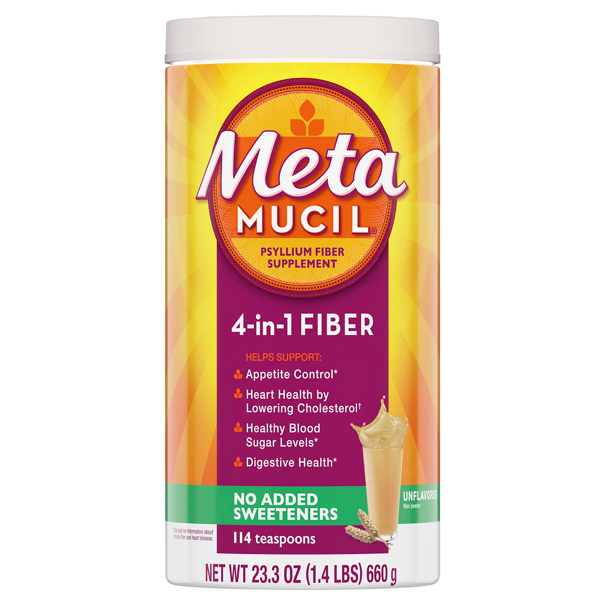 Metamucil Daily Psyllium Husk Powder Supplement, Powder, 23.3