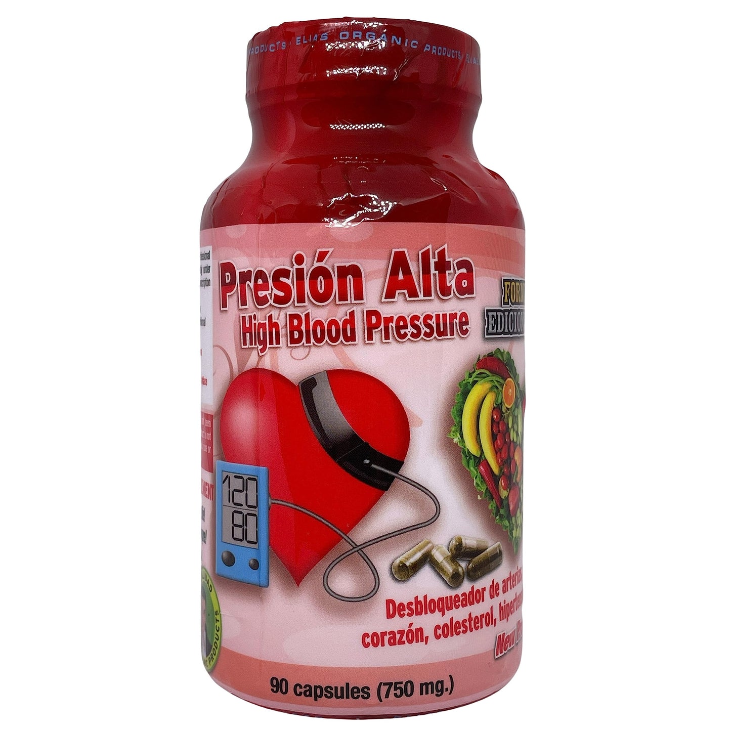 Elias Organic Products Presion Alta Chinese Salvia Gynostemma AJO Castno de Indias Capsule 90 Count