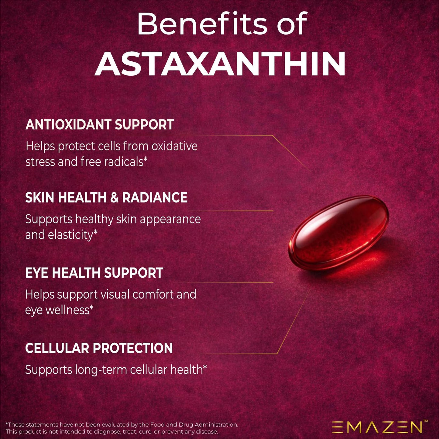 EMAZEN Astaxanthin 12mg MCT Coconut Oil 120 Softgels