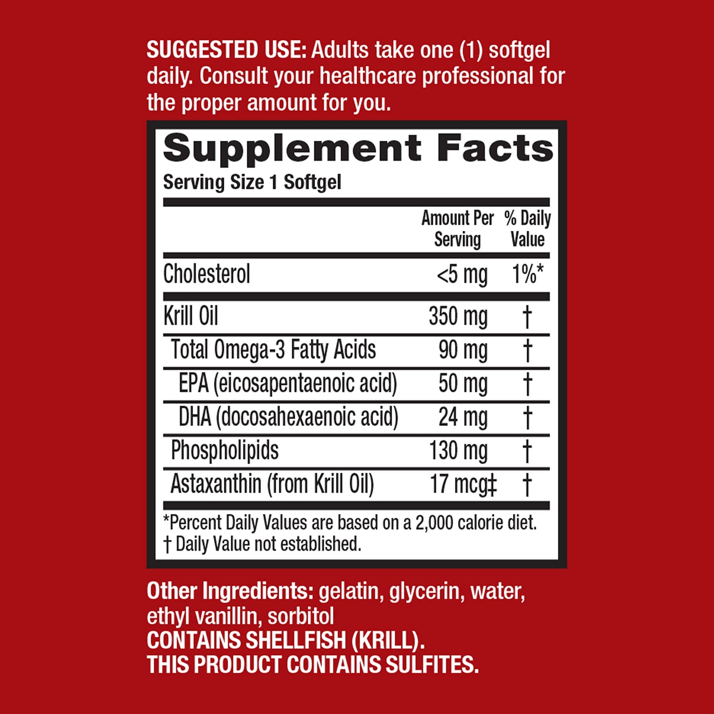 MegaRed Omega-3 Krill Oil 350mg Softgels 65 Count