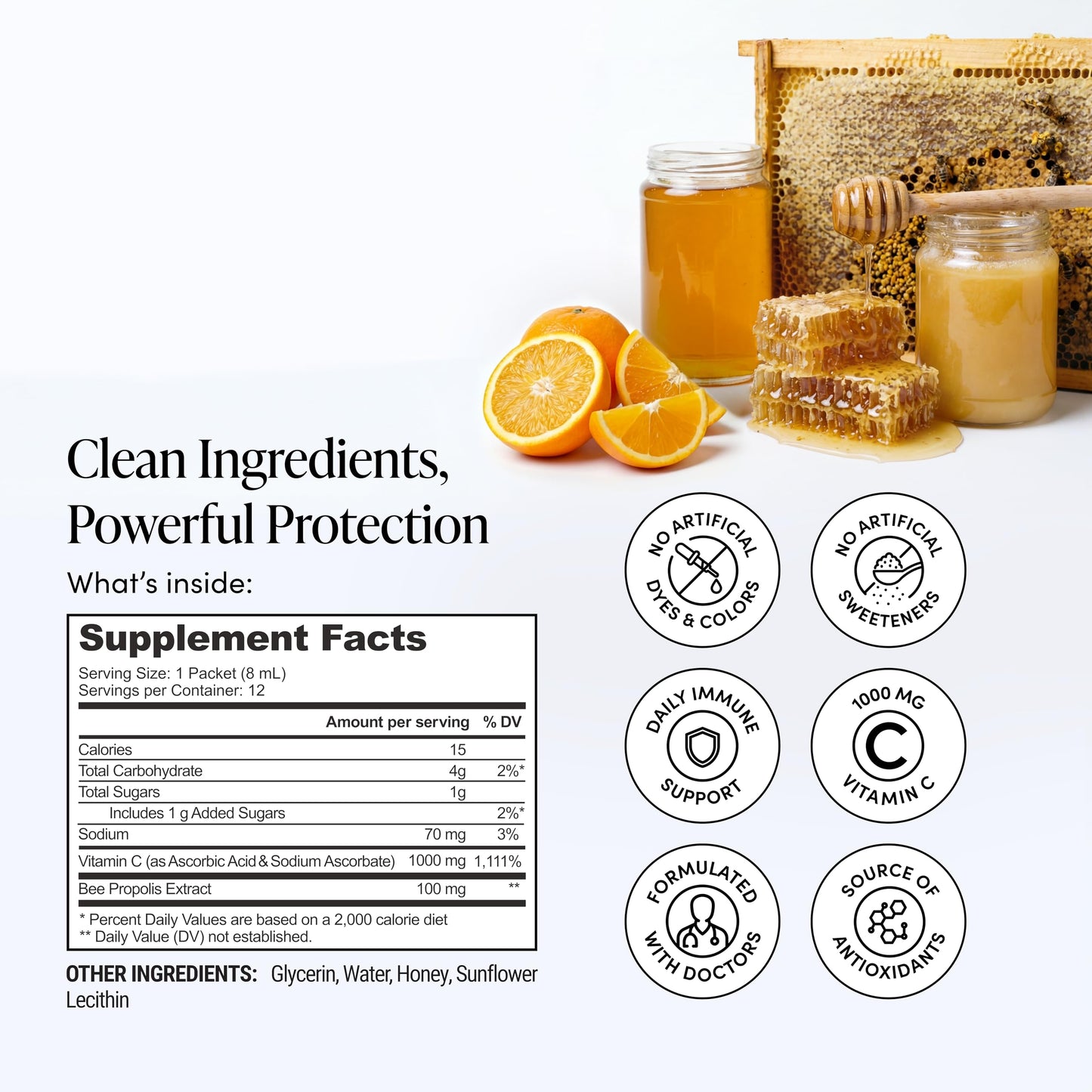 Beekeeper's Naturals Propolis Liposomal Vitamin C Powder, 30 Packets