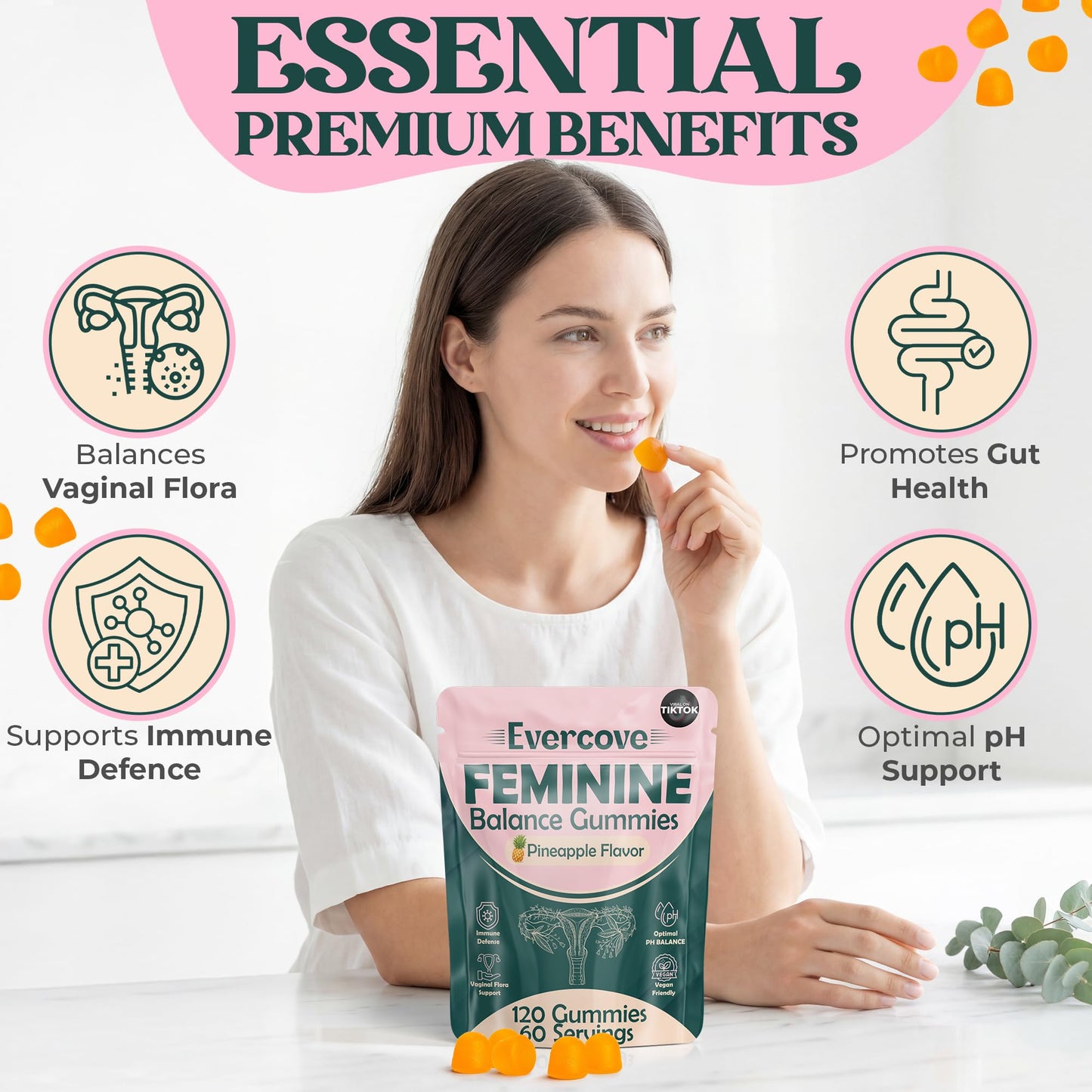 Evercove Premium Feminine Balance Gummies for Women, 120 Count