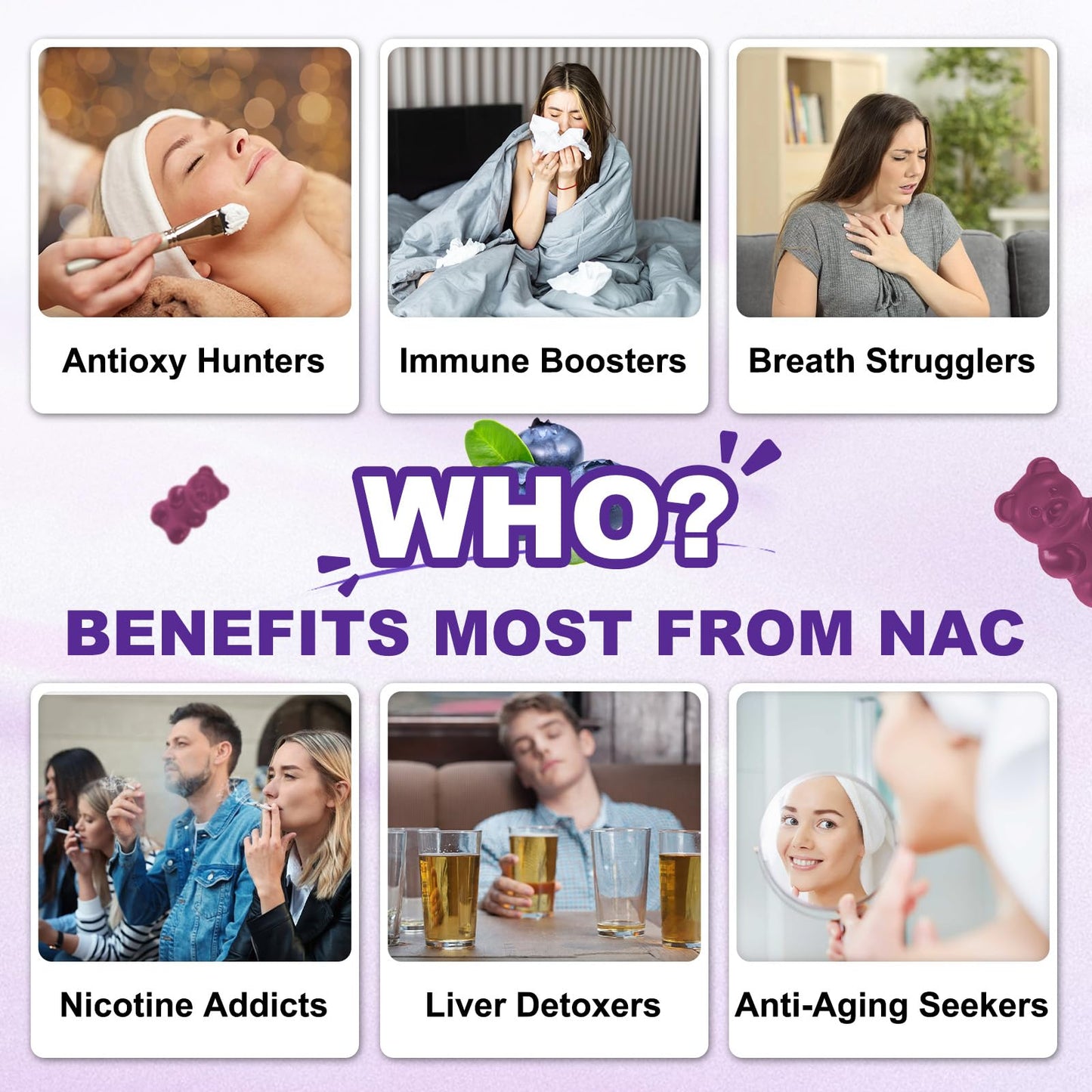 GlaGmrry Sugar Free NAC Gummies, 600mg NAC per Gummy, 60 Count