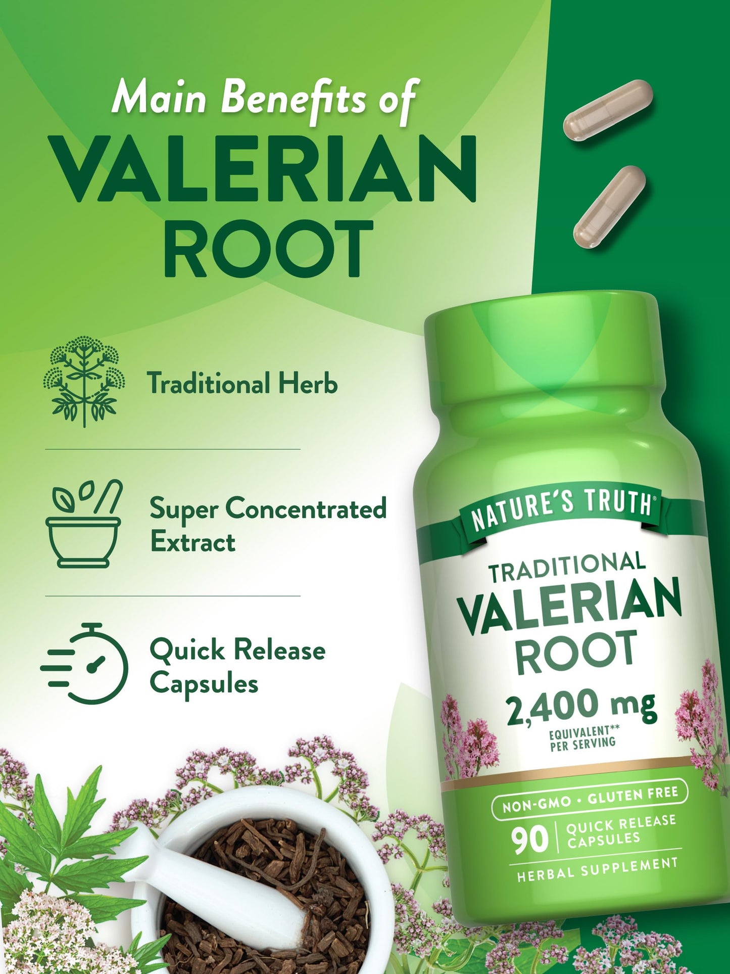 Nature's Truth Valerian Root Capsules 90 Count