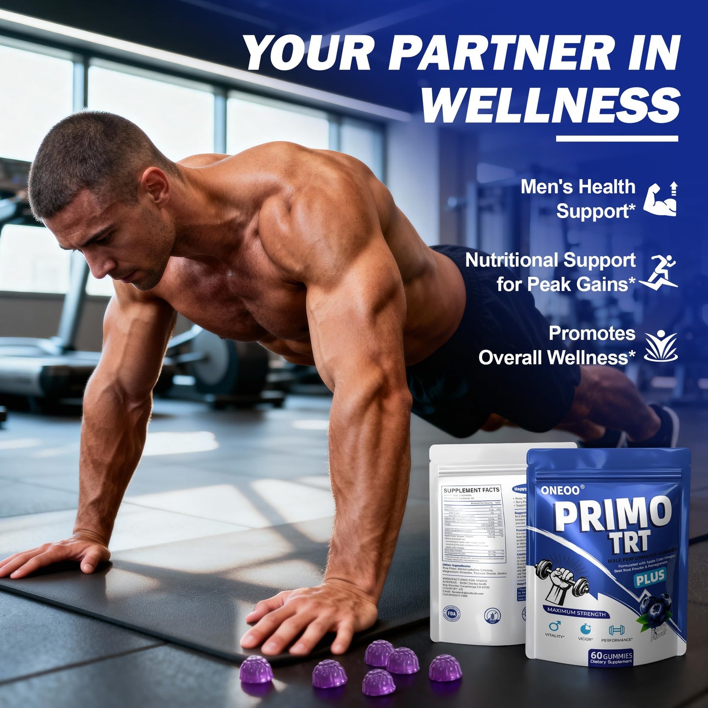 Oneoo Primo TRT Gummies Gummy 60 Count