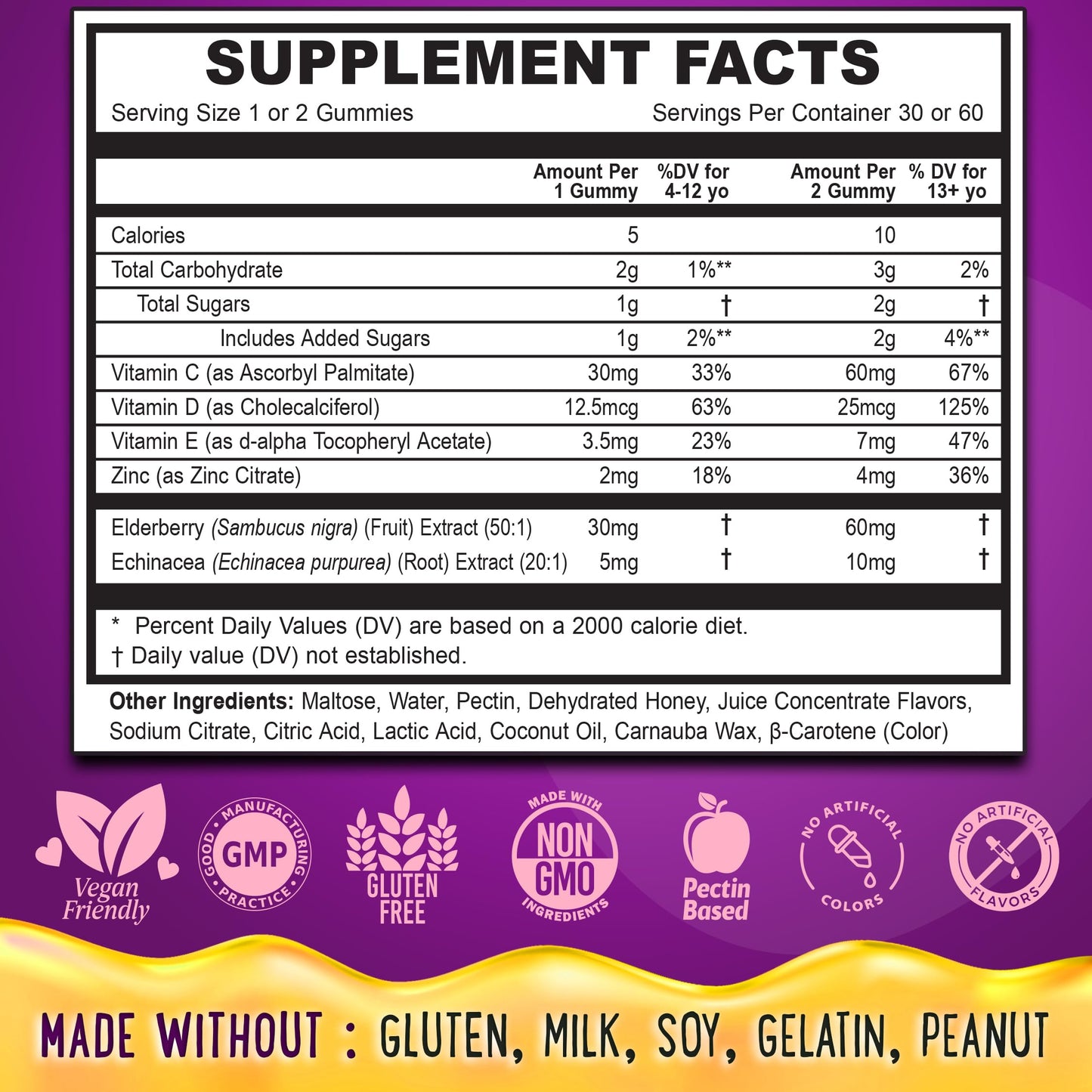 OH MY CHEWY Elderberry Gummies Immunity Support for Kids & Teens Gummy 60 Count