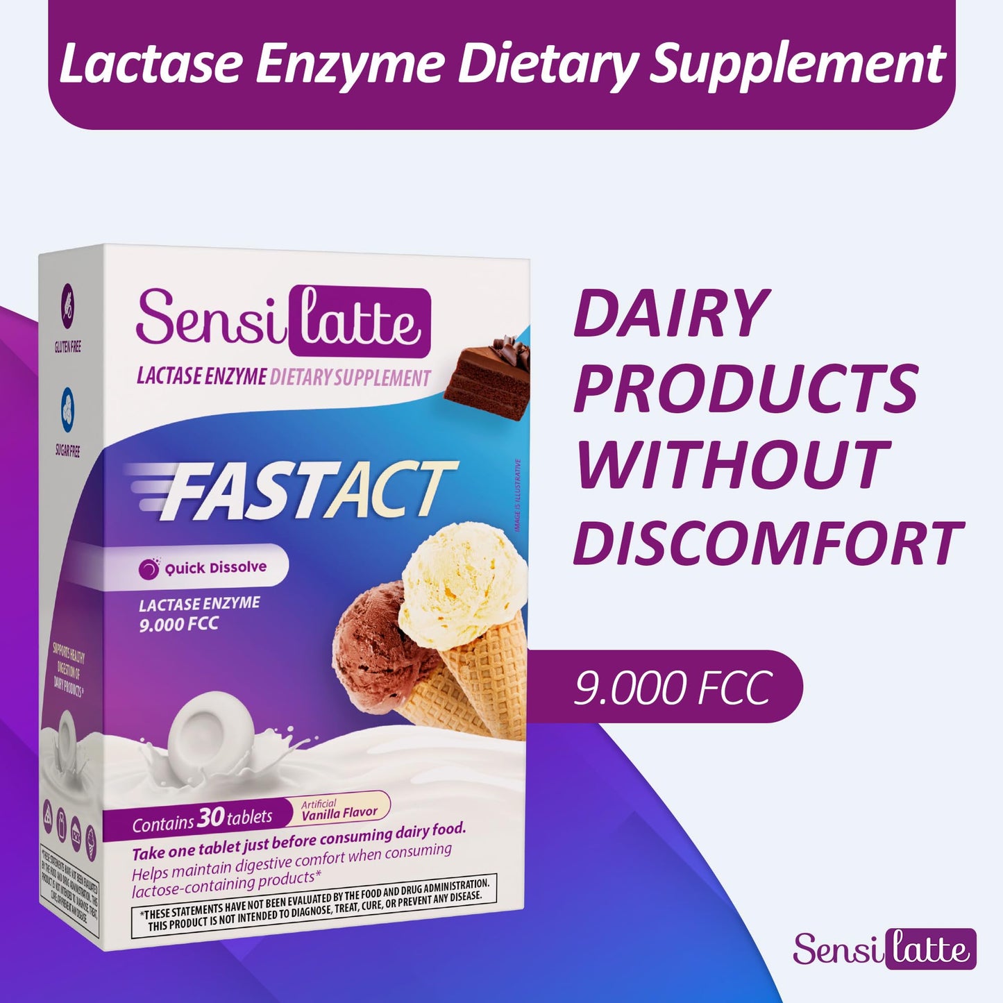 SENSI LATTE Lactase Enzyme Tablets 30