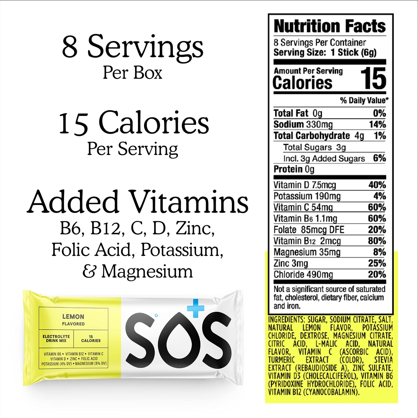 SOS Hydration Electrolyte Powder Sticks 1.84 oz