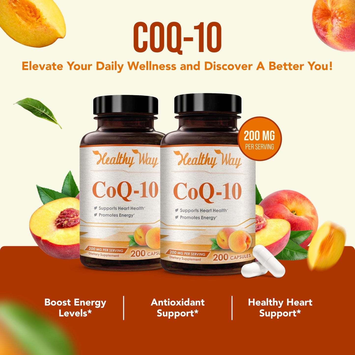 HealthyWayRx Coenzyme Q10 200mg CoQ10 Supplement Capsule 200 Capsules