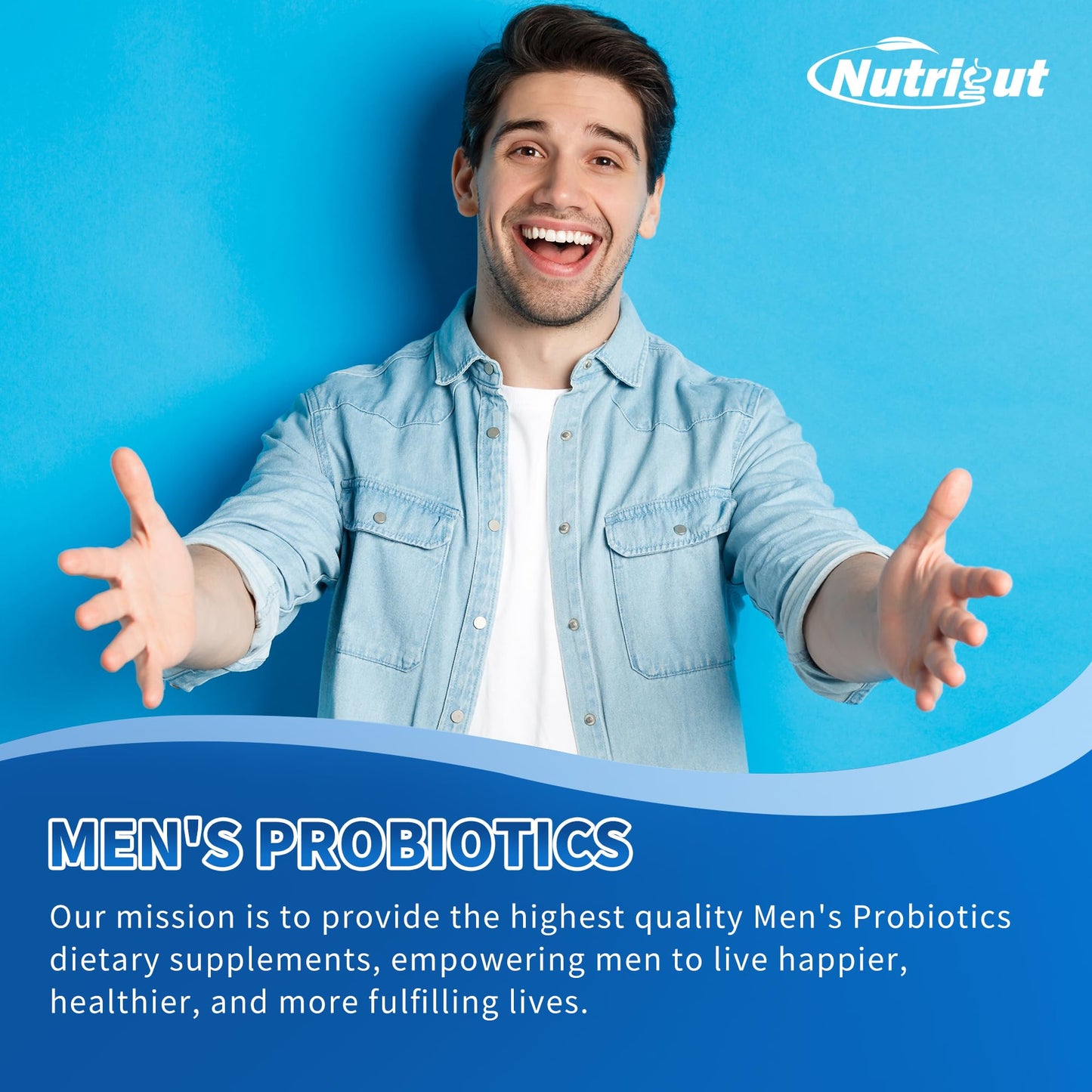 NutriGut Mens Probiotics For Gut Health, 90 Capsules