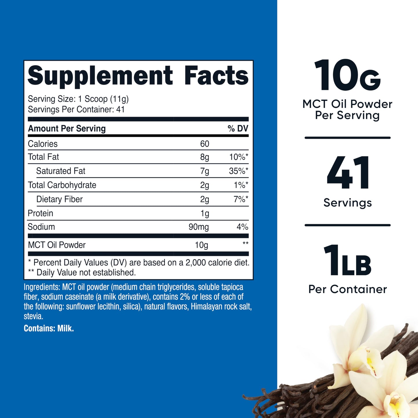 Nutricost Premium MCT Oil Powder (Vanilla) 16 oz