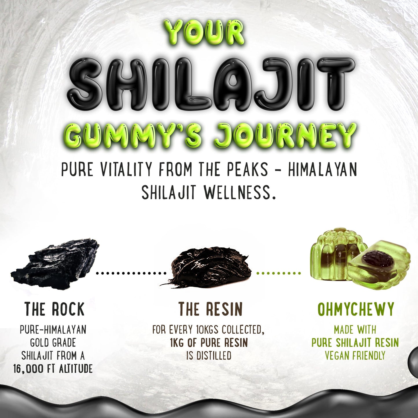 OH MY CHEWY Pure Himalayan Shilajit Gummies, 60 Count