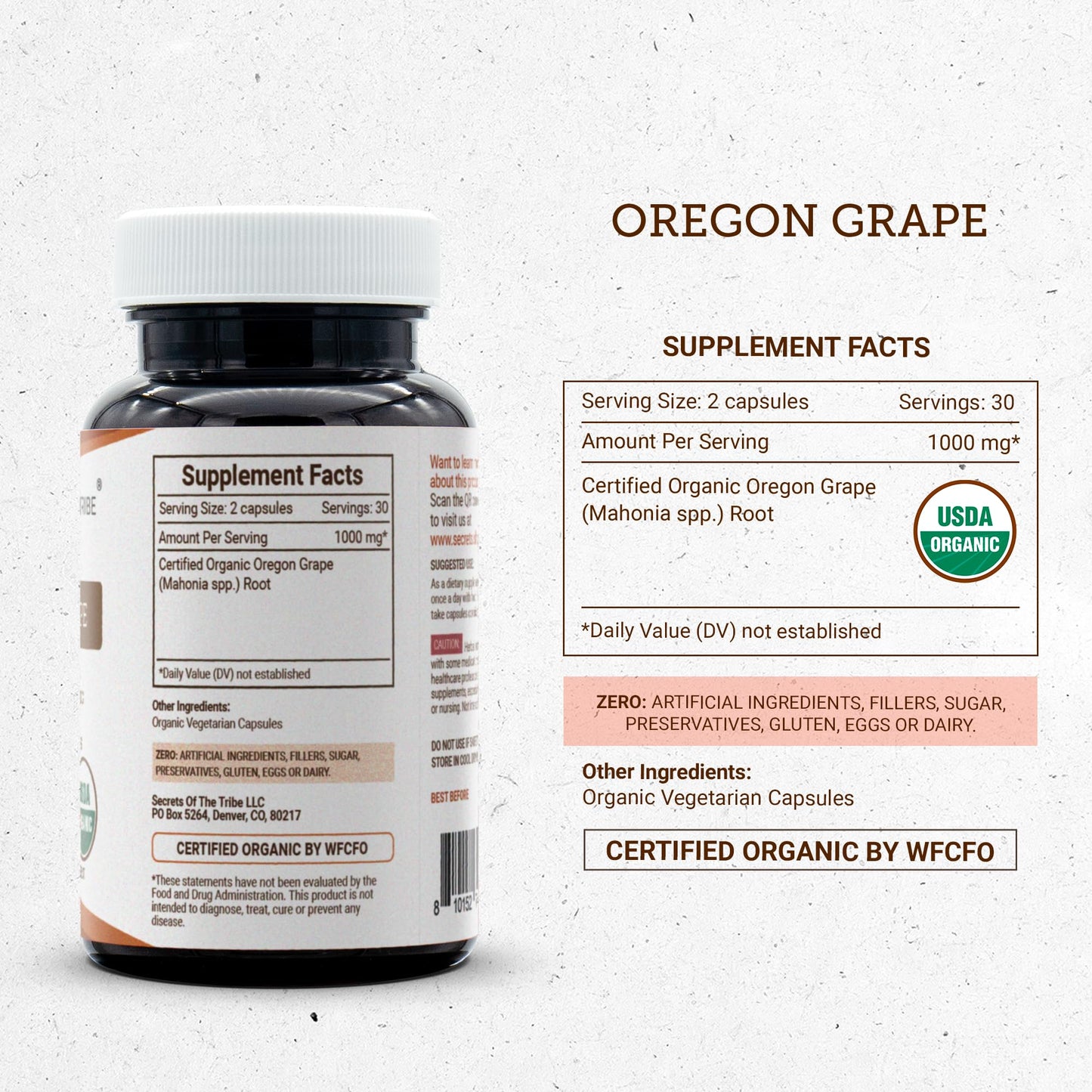Secrets of the Tribe Oregon Grape Capsules, 60 Count