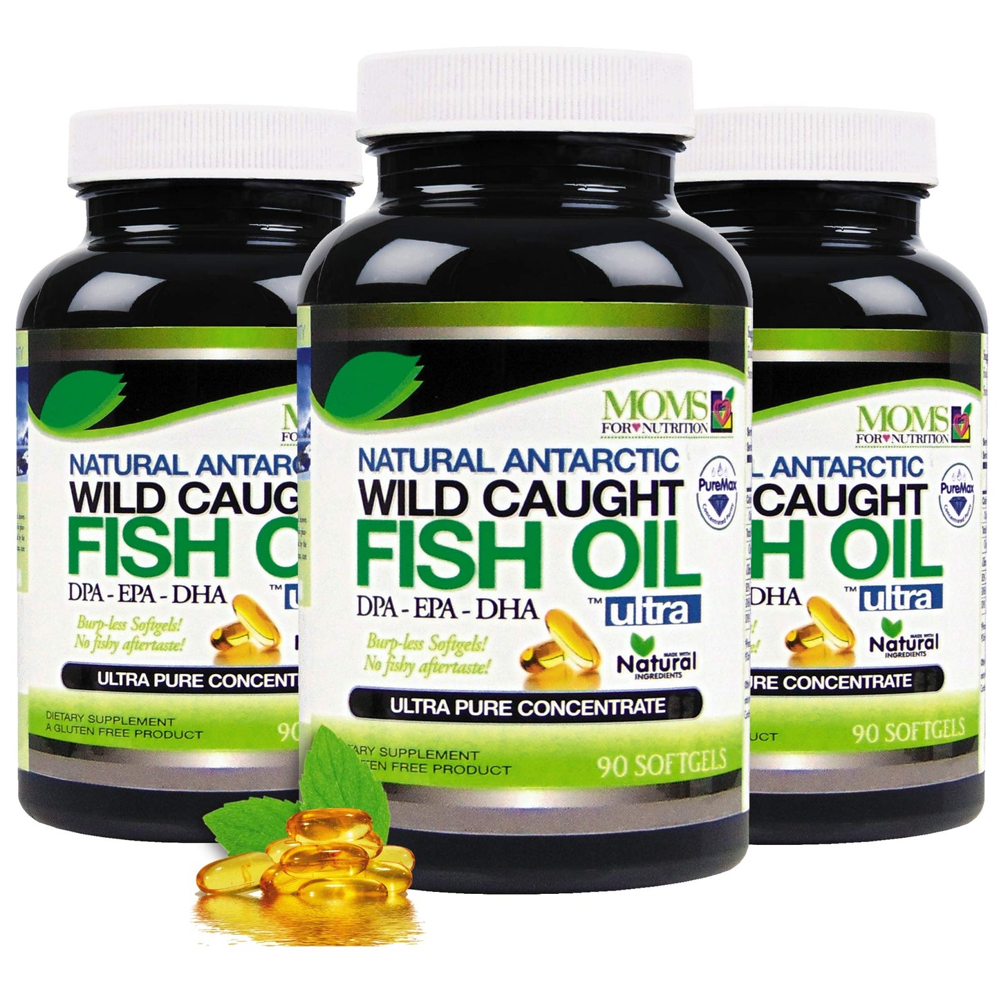 Moms For Nutrition Wild Caught Omega-3 Fish Oil DPA-EPA-DHA, 2,900 mg, 180 Softgels