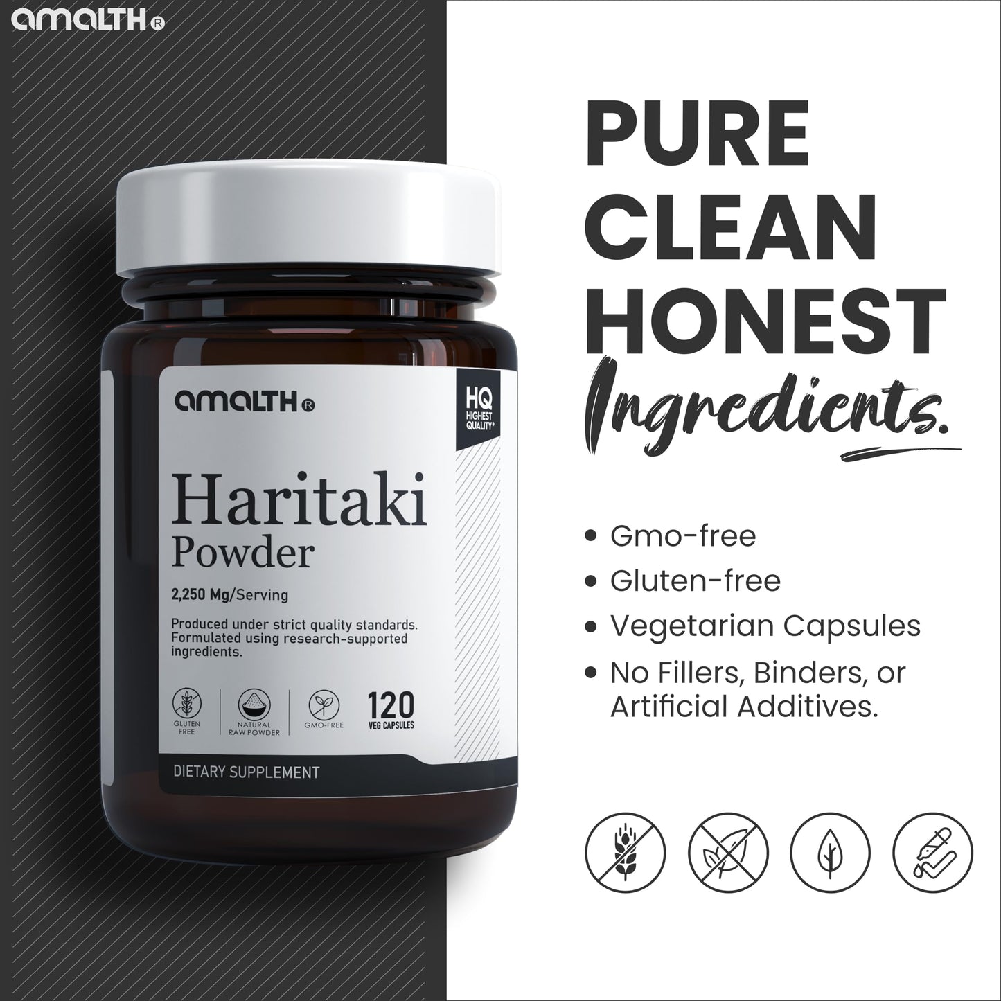 AMALTH Organic Indian Haritaki Capsules, 150 Count
