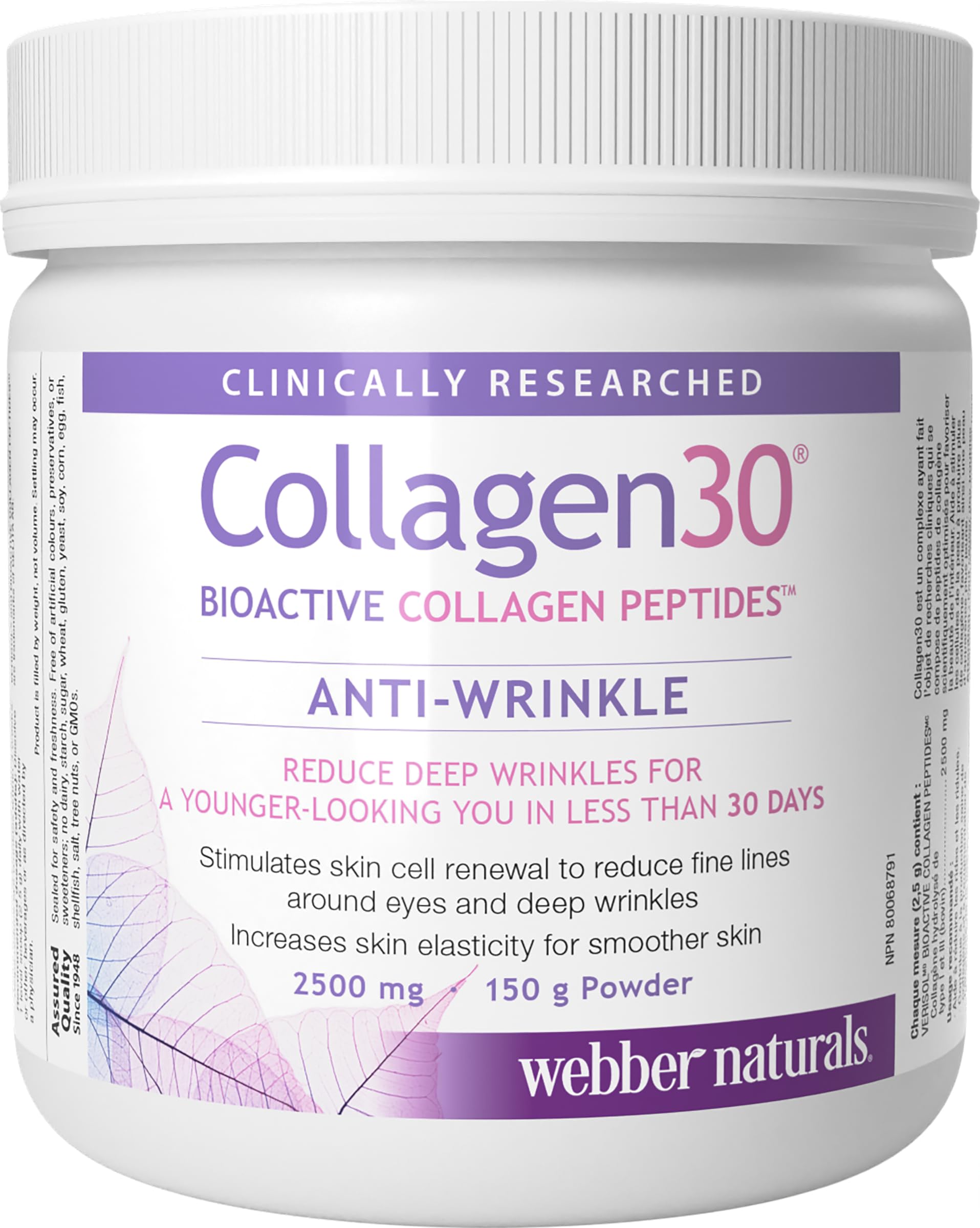 Webber Naturals Collagen30 Anti-Wrinkle 2500 mg Powder 5.3 oz
