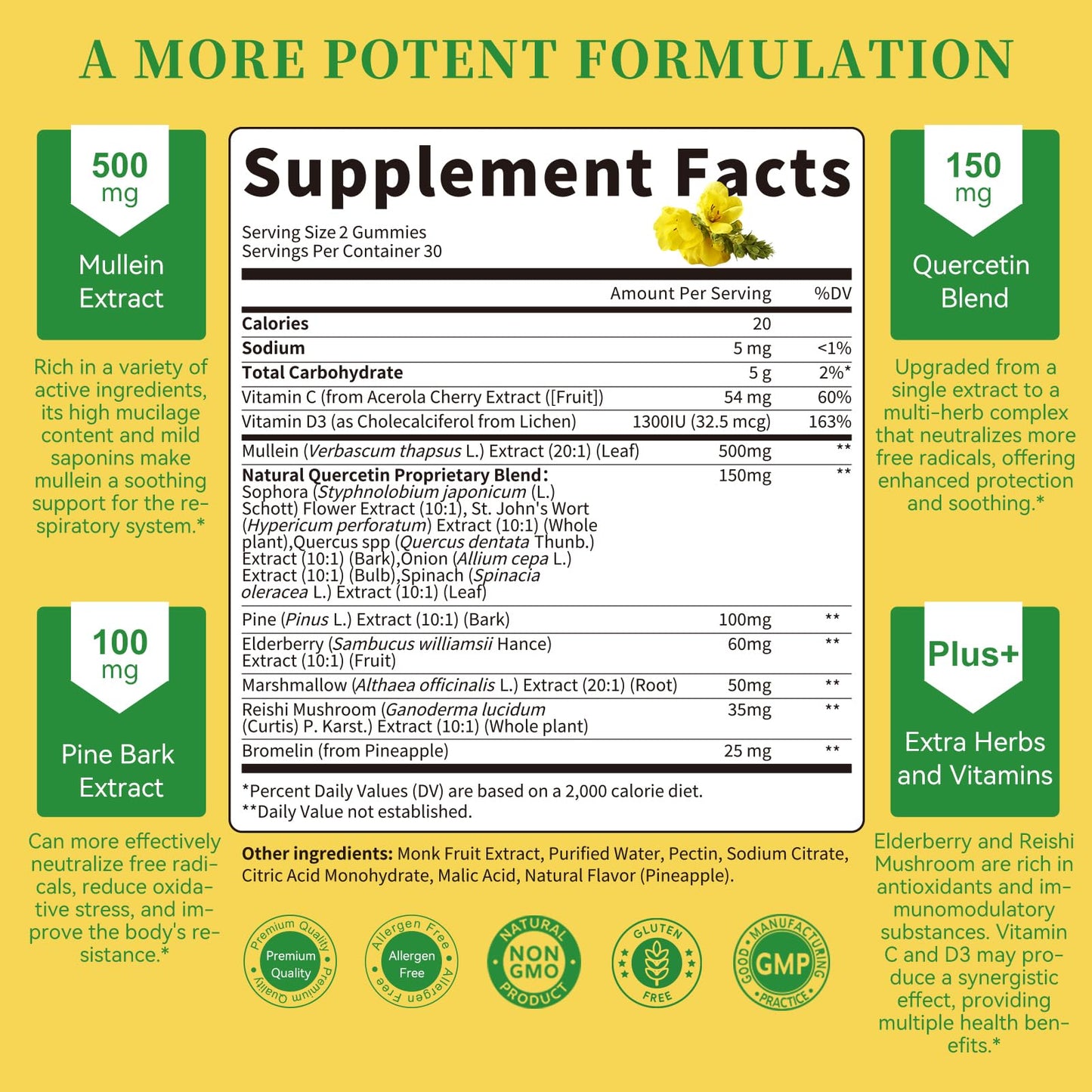 Lukaree Mullein Gummies 120 Count