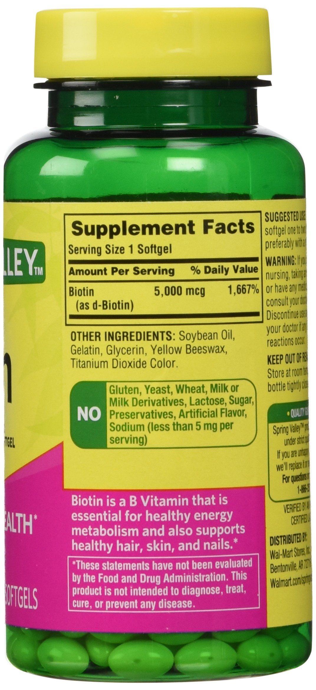 Spring Valley Biotin 5000 mcg Softgels 240 Count
