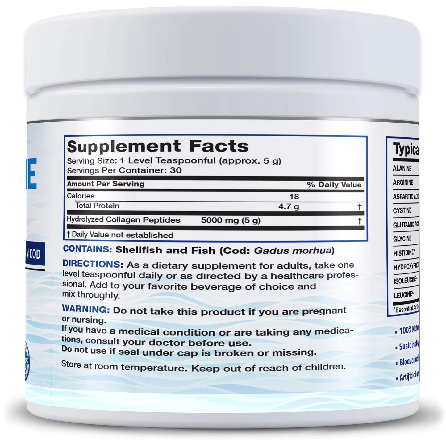 Bronson Marine Collagen Peptides Hydrolyzed Protein Powder + Methyl B12 5000 mcg Vitamin B12 Methylcobalamin, 1 Count