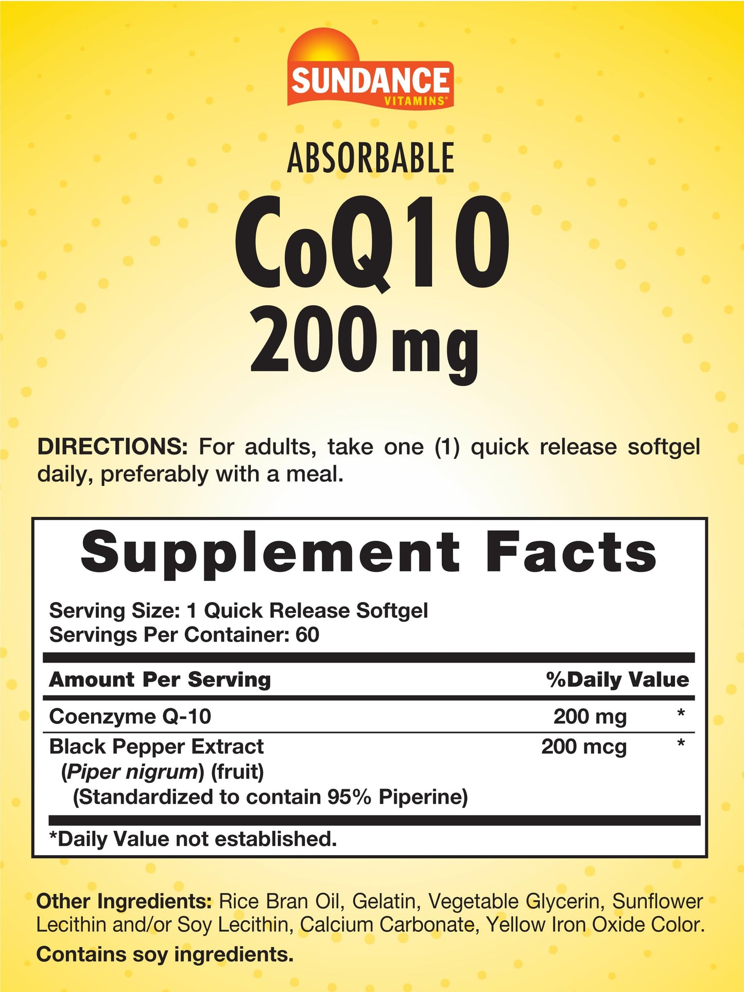 Sundance CoQ10 200mg Softgel 60 Count