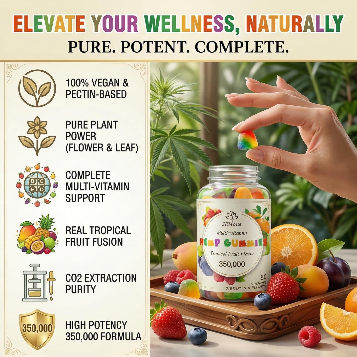 HMone Hemp Gummies for Pain, Sleep, Anxiety 160 Gummies