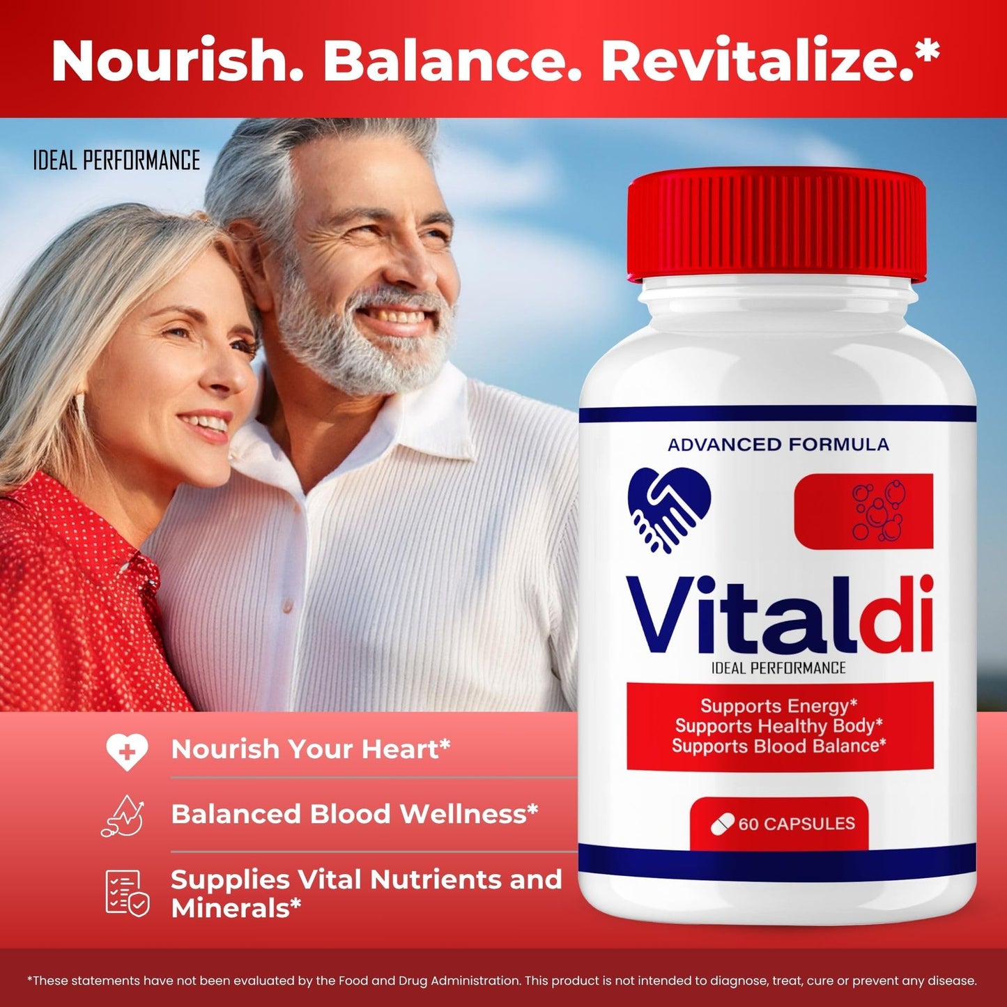 IDEAL PERFORMANCE Vitaldi Advanced Blood Formula Supplement Capsules, Maximum Strength, 120 Capsules