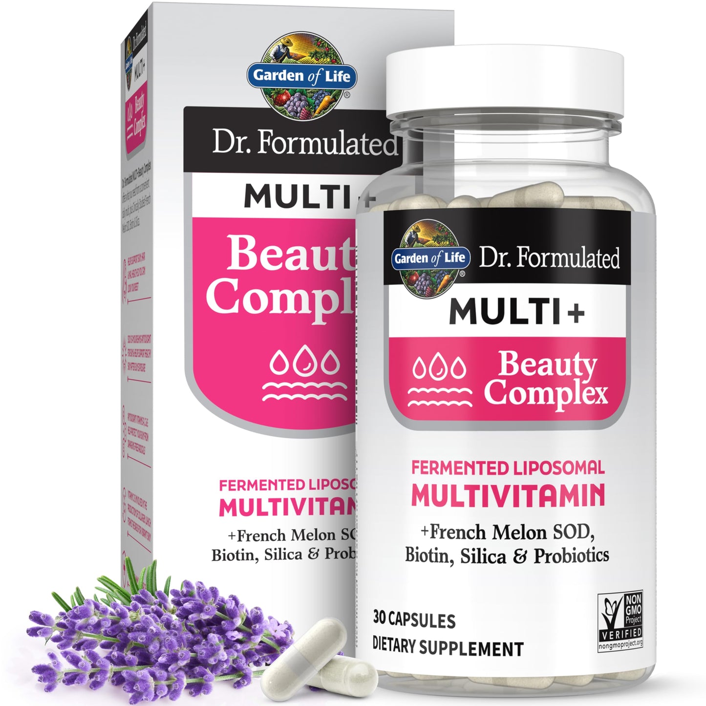 Garden of Life Dr. Formulated Multi+ Beauty Complex Capsule with Biotin, French Melon & Probiotics – Hair, Skin & Nails, 30 Capsules