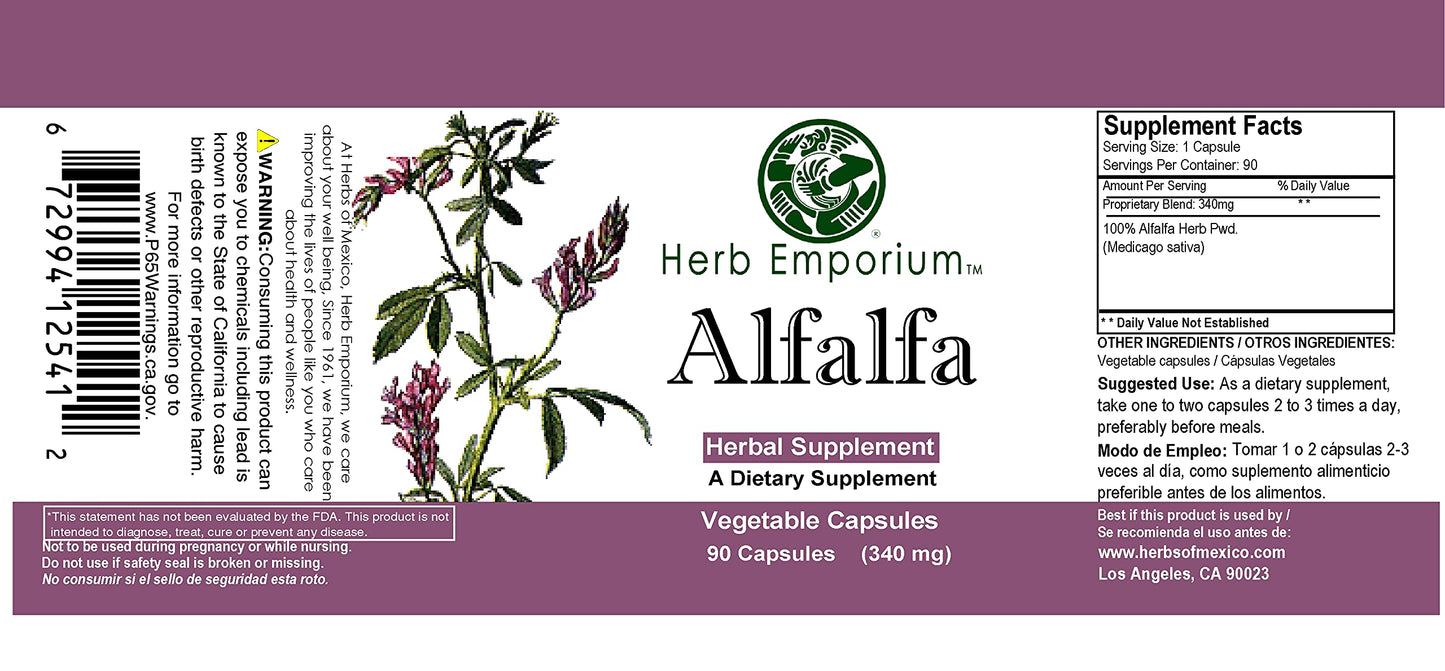 Herbs of Mexico Alfalfa Capsules 90 Count