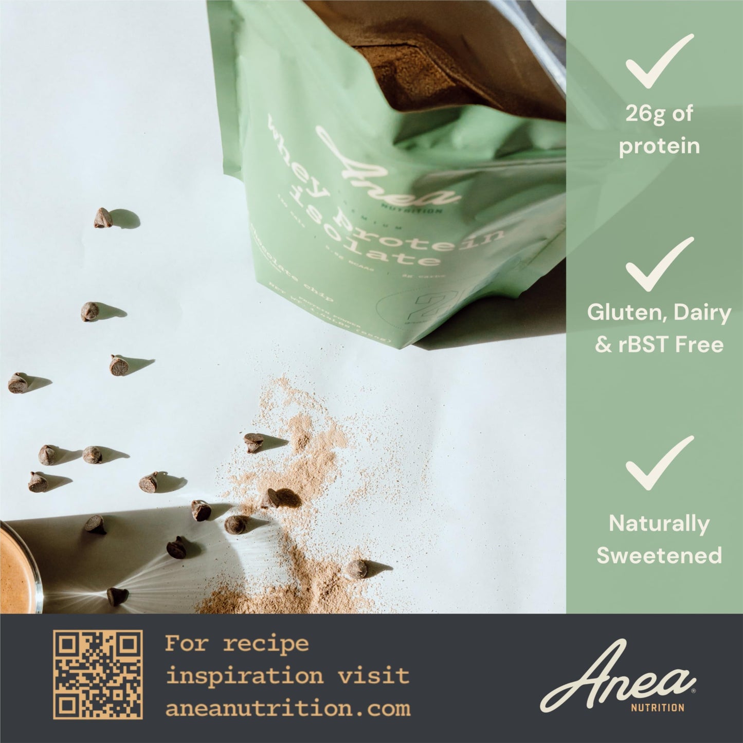 Anea Nutrition Whey Protein Isolate Powder - Mint Chocolate Chip, 1.44 Pound