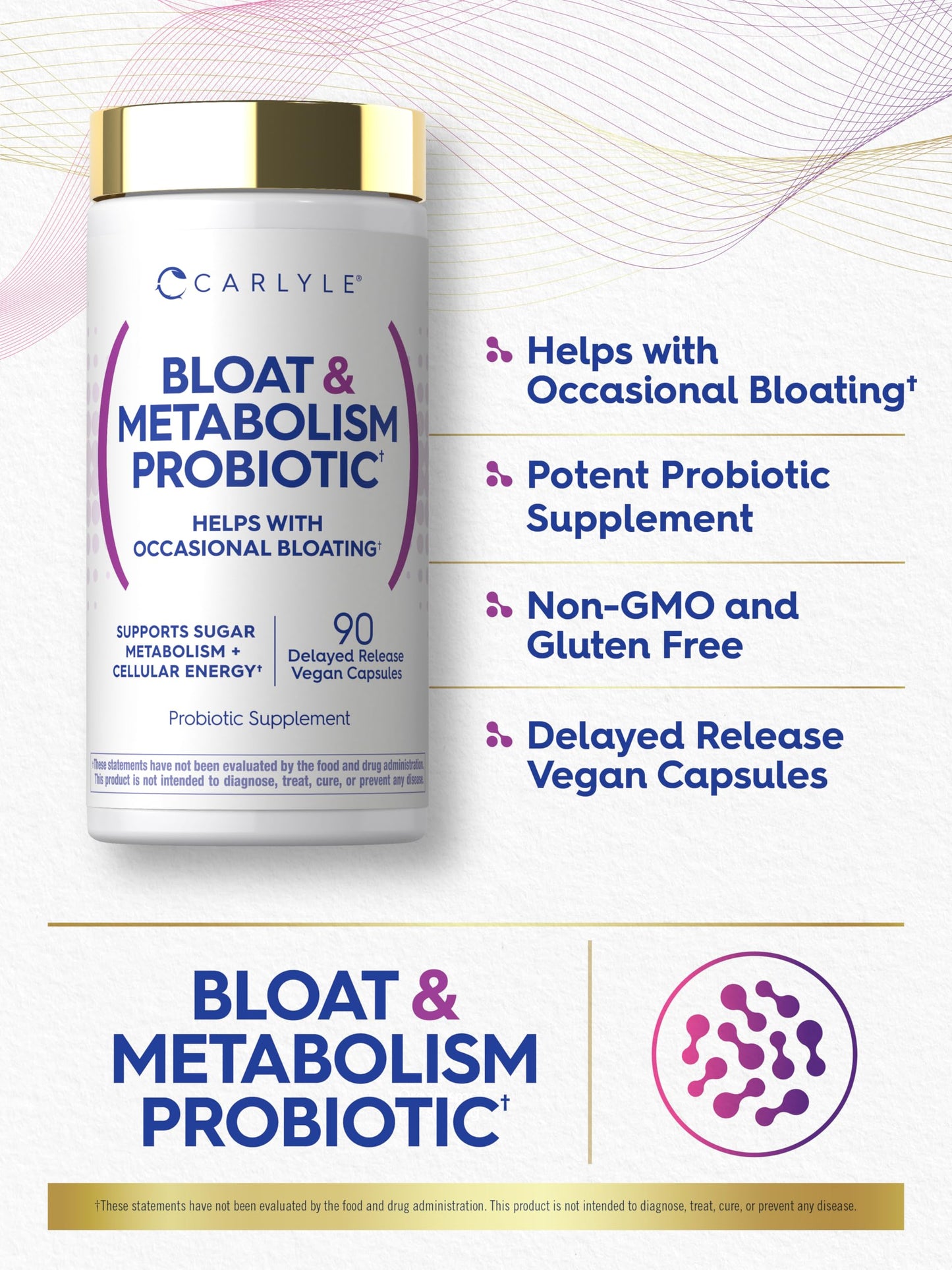 Carlyle Bloat and Metabolism Probiotic Capsule, 90 Count