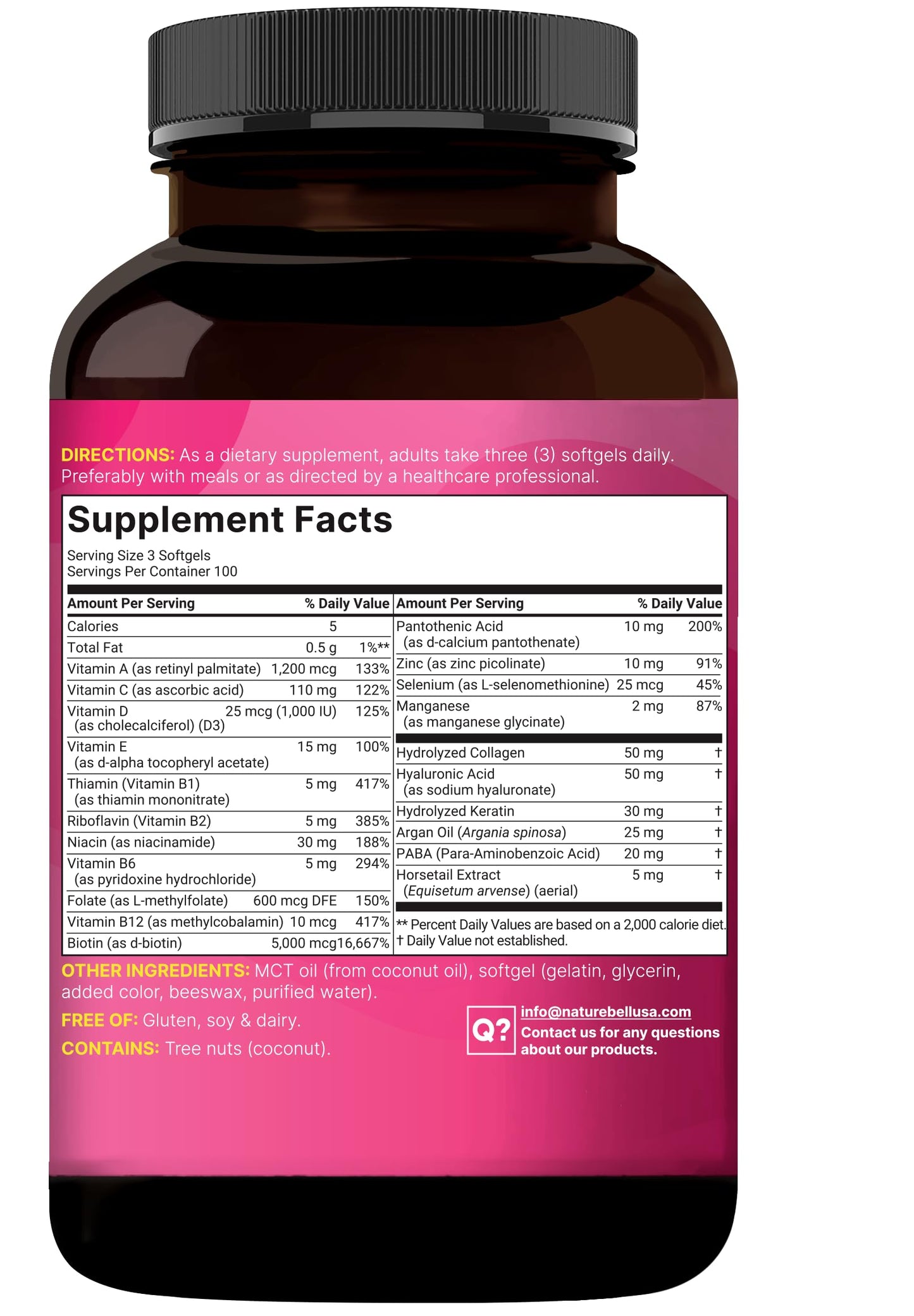 NatureBell Hair, Skin & Nails Vitamins for Women 300 Softgels